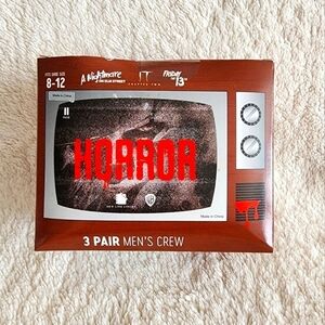 New Horror movies Men's 3-Pack of Crew Socks with Novelty Gift Box, Sizes 8-12